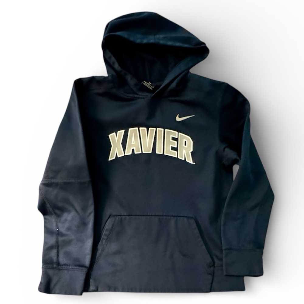 Nike Dri-Fit Xavier Performance Hoodie Youth Unisex XL (18/20) Navy Fleece Lined
